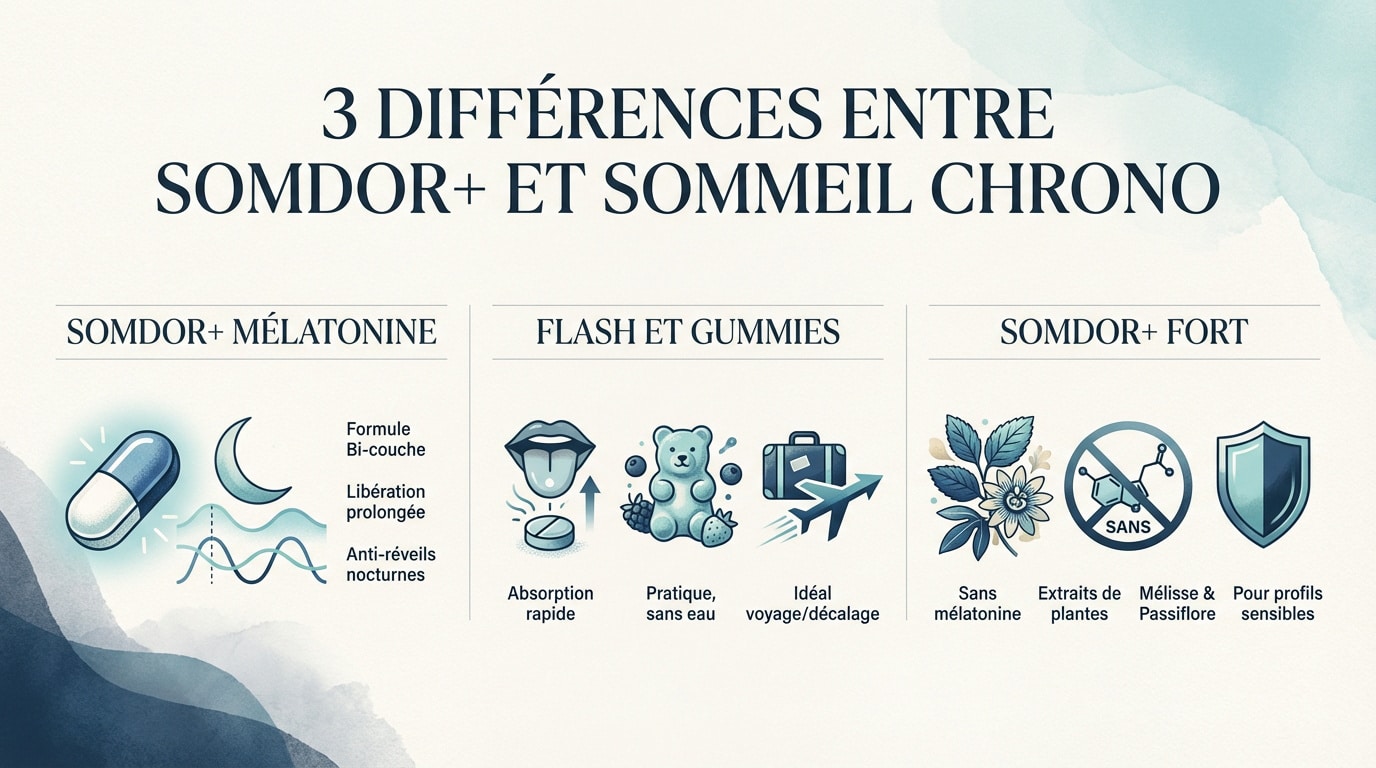 Comparatif des solutions Granions Sommeil Somdor+ et Sommeil Chrono