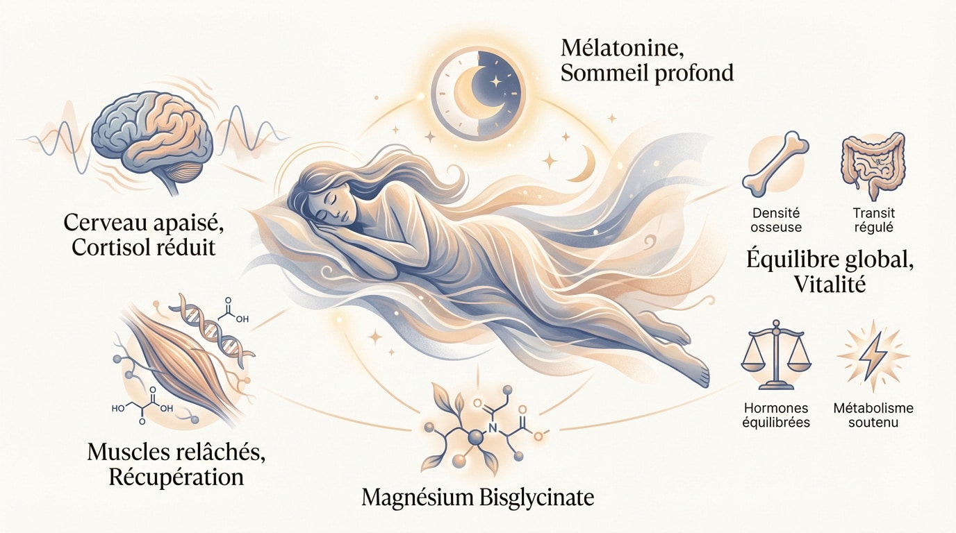 Magnésium bisglycinate pour un sommeil réparateur et une relaxation musculaire