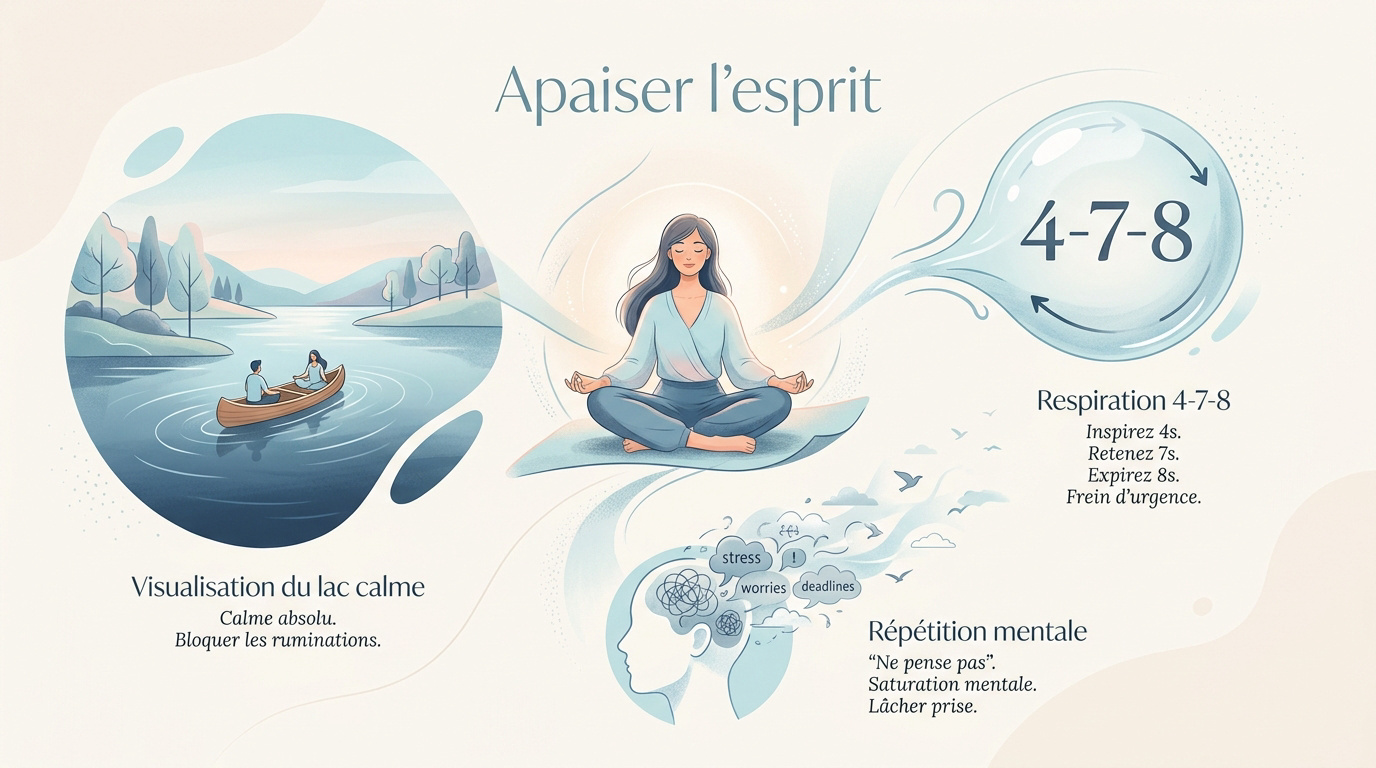 Visualisation d'un lac calme pour apaiser l'esprit avant de dormir
