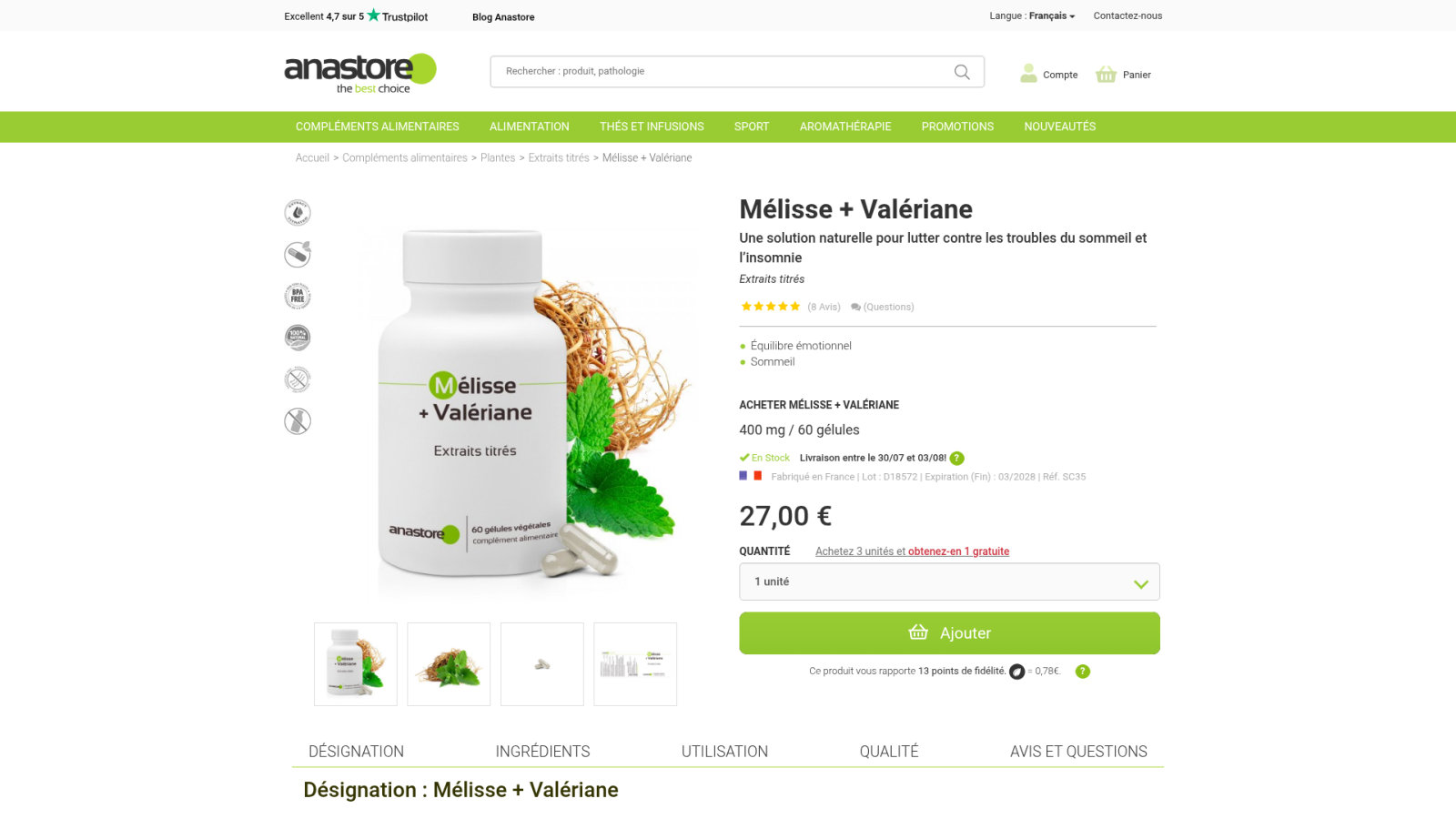 Complément Mélisse et Valériane d'Anastore