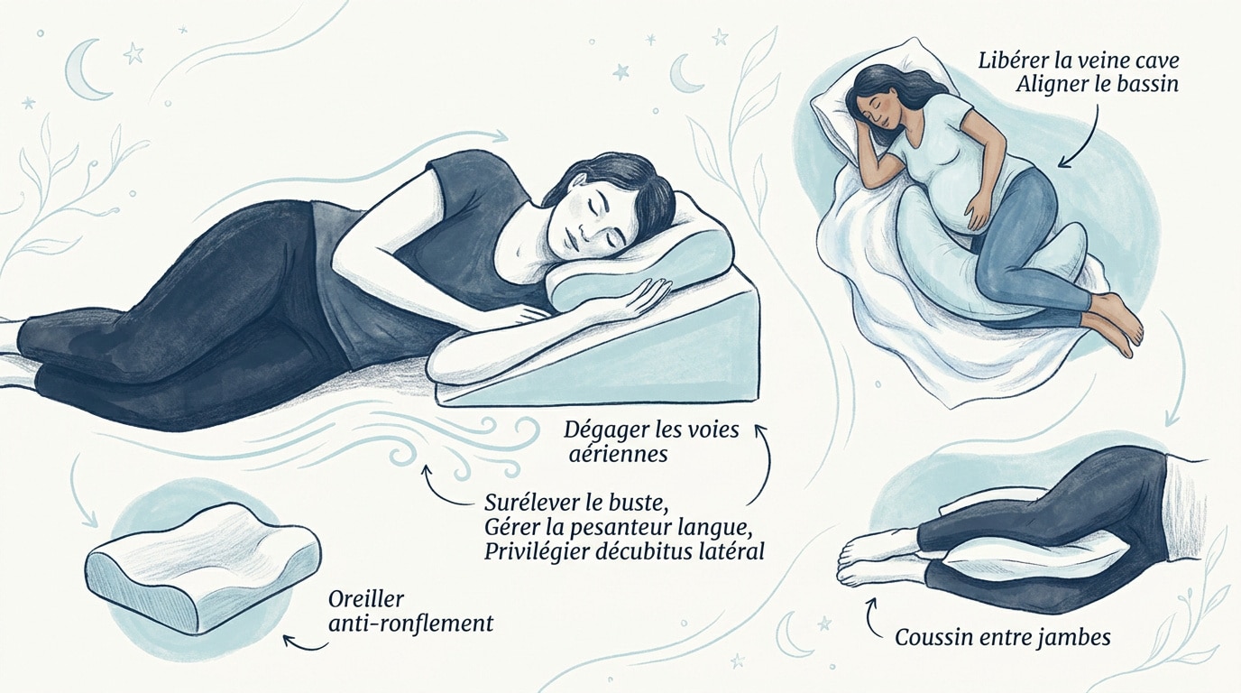 Infographie des meilleures positions de sommeil pour soulager les douleurs lombaires et cervicales