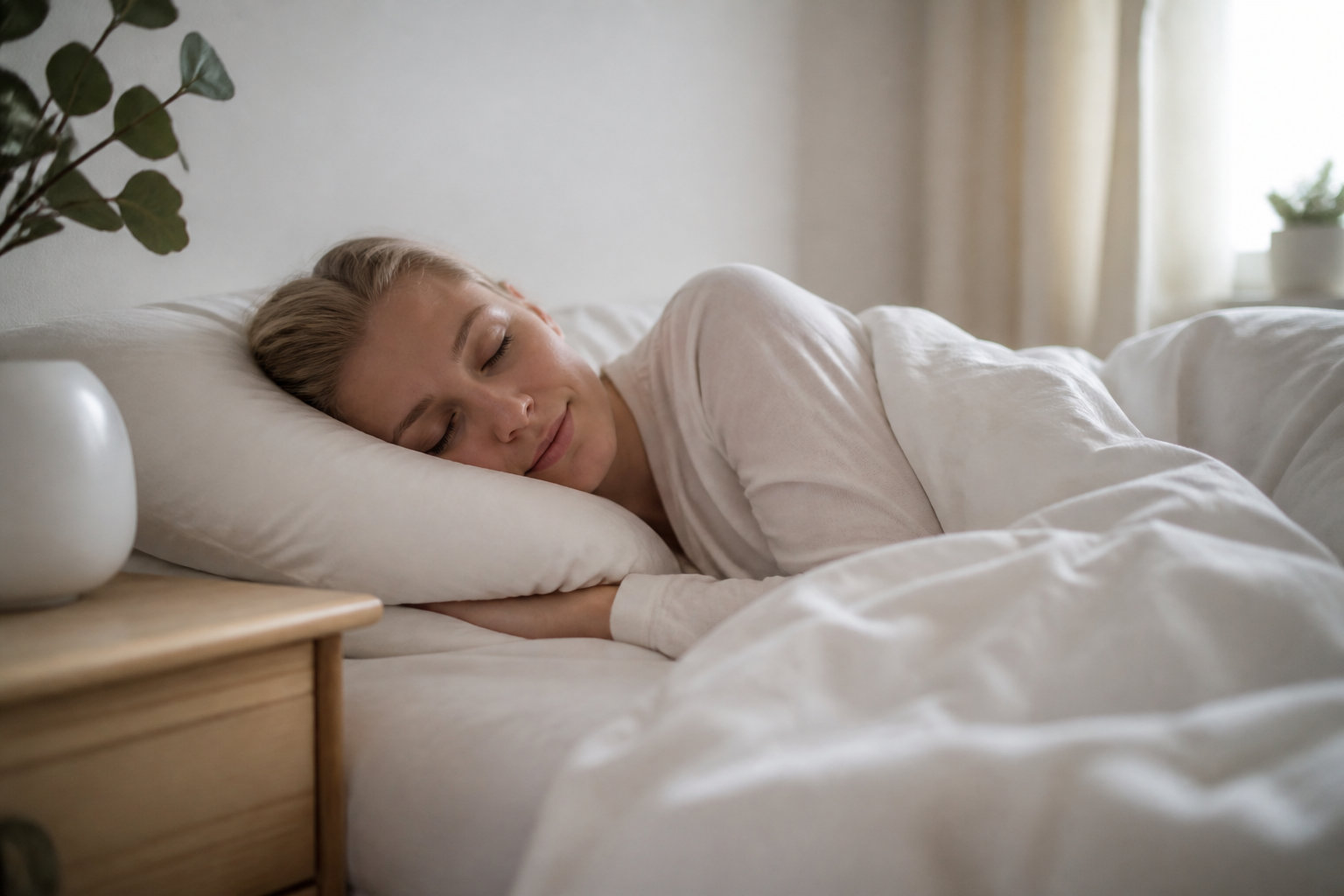 Femme endormie paisiblement après une cure de valériane
