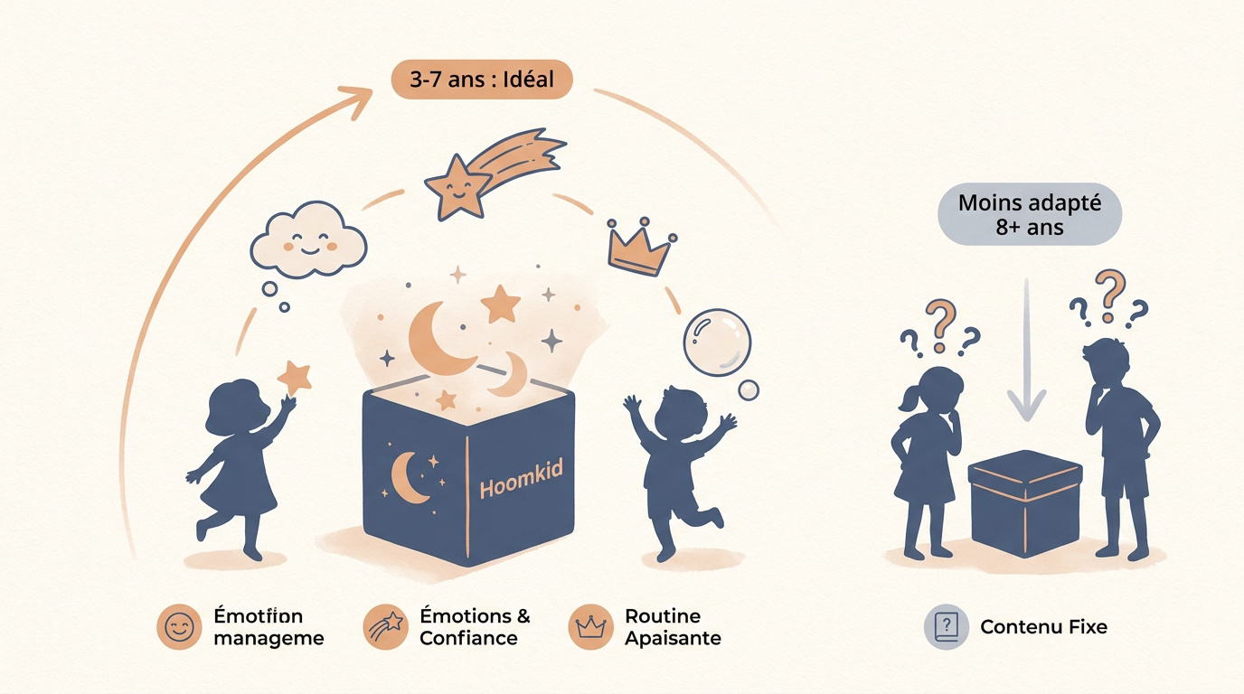 Enfant utilisant la conteuse Hoomkid pour gérer ses émotions et sa confiance en soi